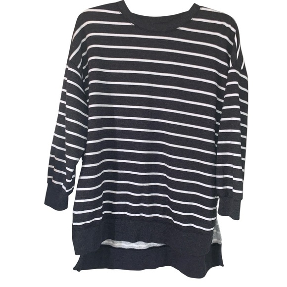 Old Navy Tops - Old Navy • Grey and White • Striped • Crewneck